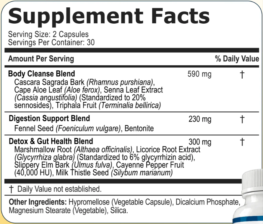 BellyFlush supplement fact