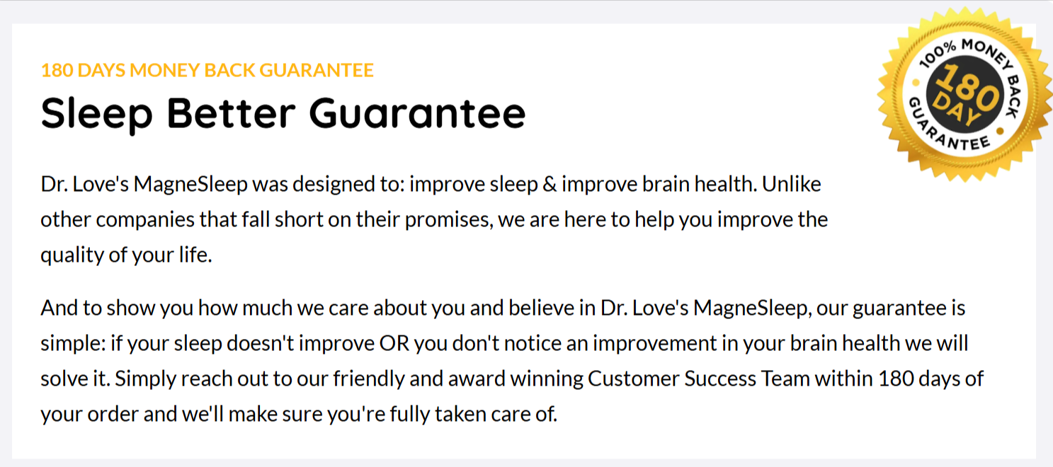 Dr Love Magnesium money back guarantee