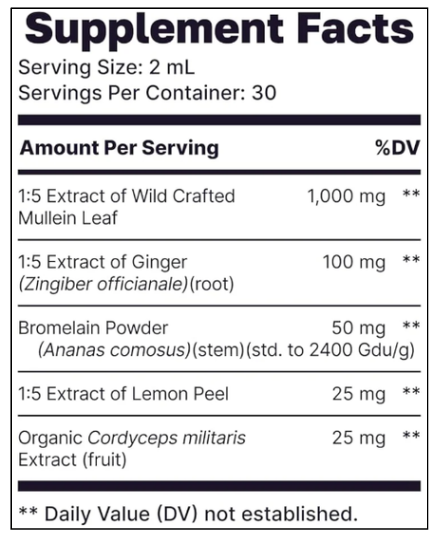 RespiClear Supplement facts