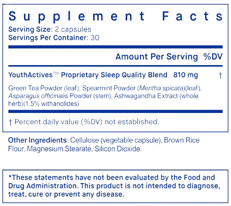 YouthFul Sleep supplement facts